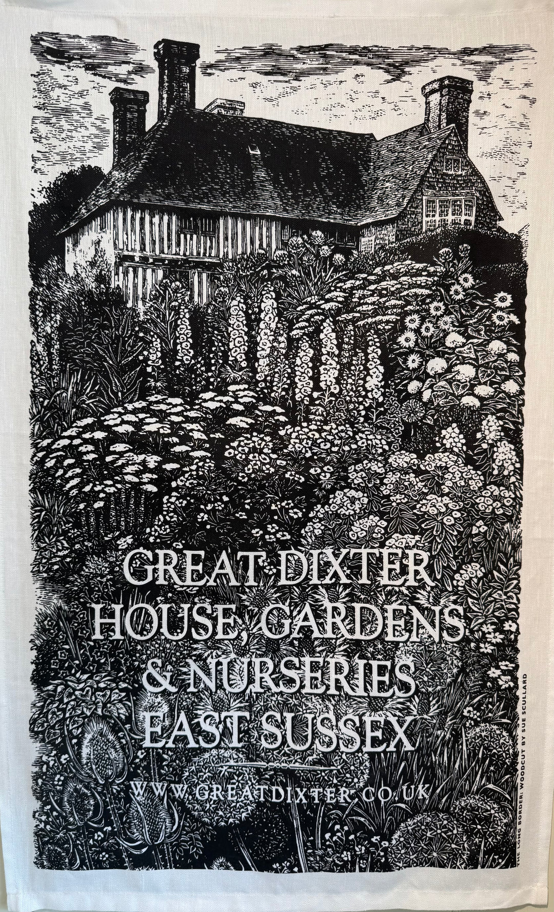 Long Border Woodcut Tea Towel