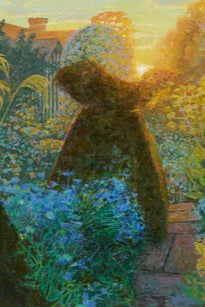 Sunset in the Peacock Garden at Great Dixter Print by Francis Hamel
