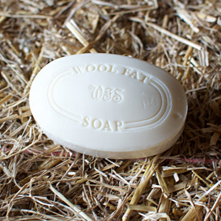 Wool fat soap on a hay bale