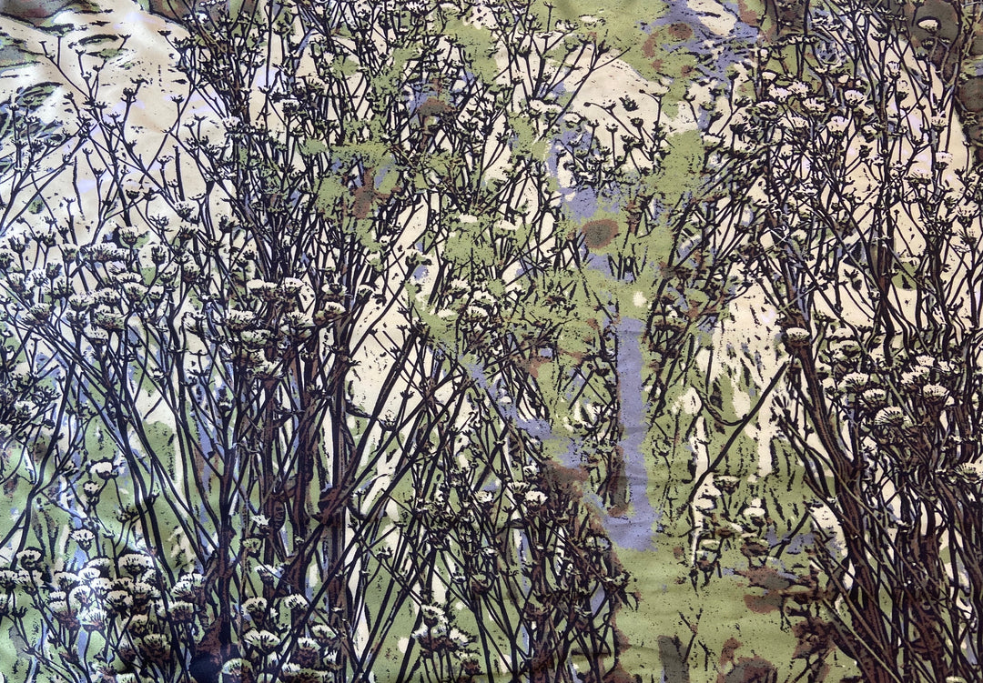 Topiary Garden Blue Grass Bespoke Silk Scarf